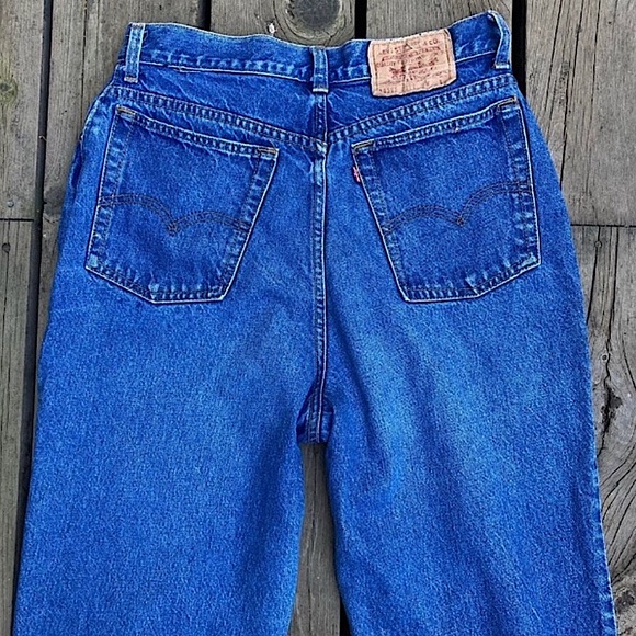 LEVI’S Vintage Jeans Retro USA MADE Cotton High Rise Tapered Blue Denim Size 14 - Picture 3 of 16